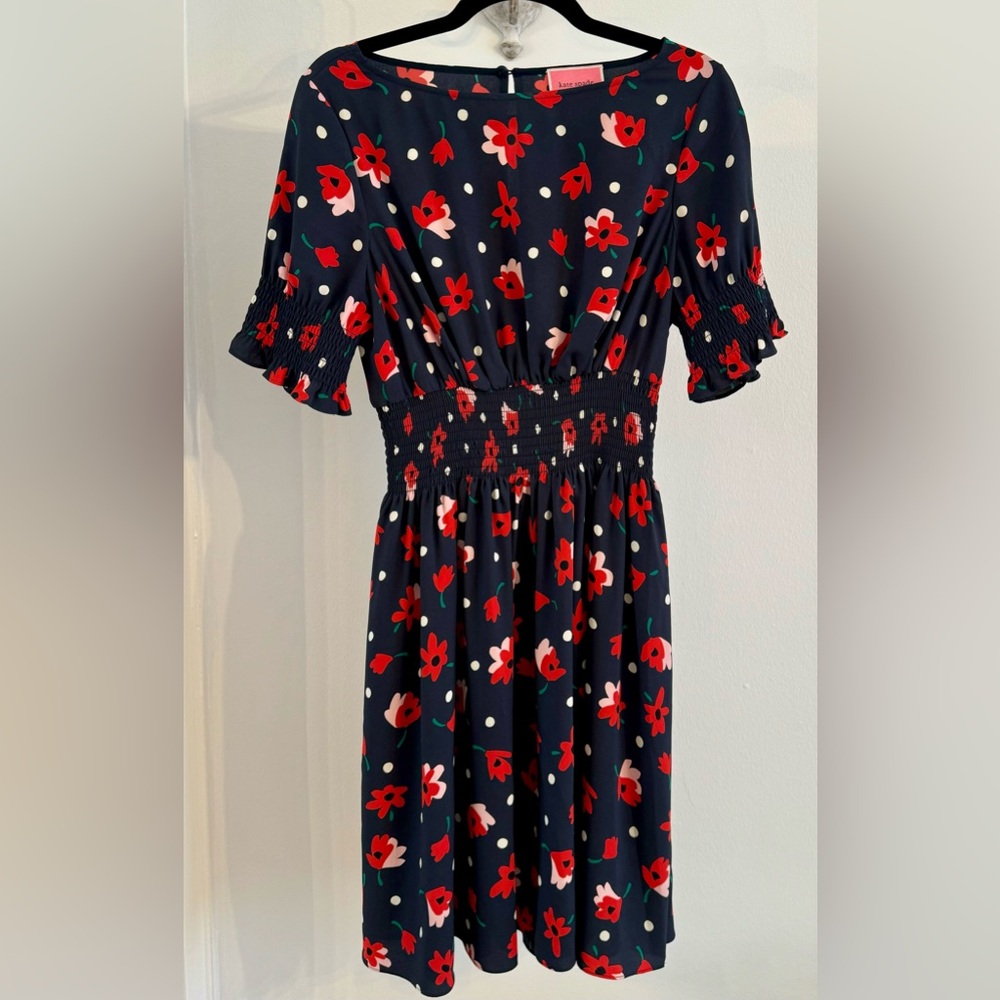 Kate Spade Navy Dress with Red Floral Pattern